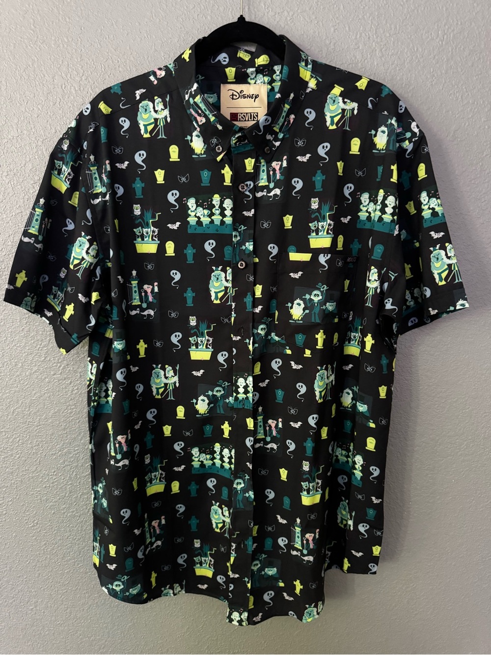 RSVLTS Disney Haunted Mansion Short-Sleeve Button-Down in original packaging